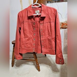 Womens Christopher Banks size small coral Jean jacket. Button closure. Perfect